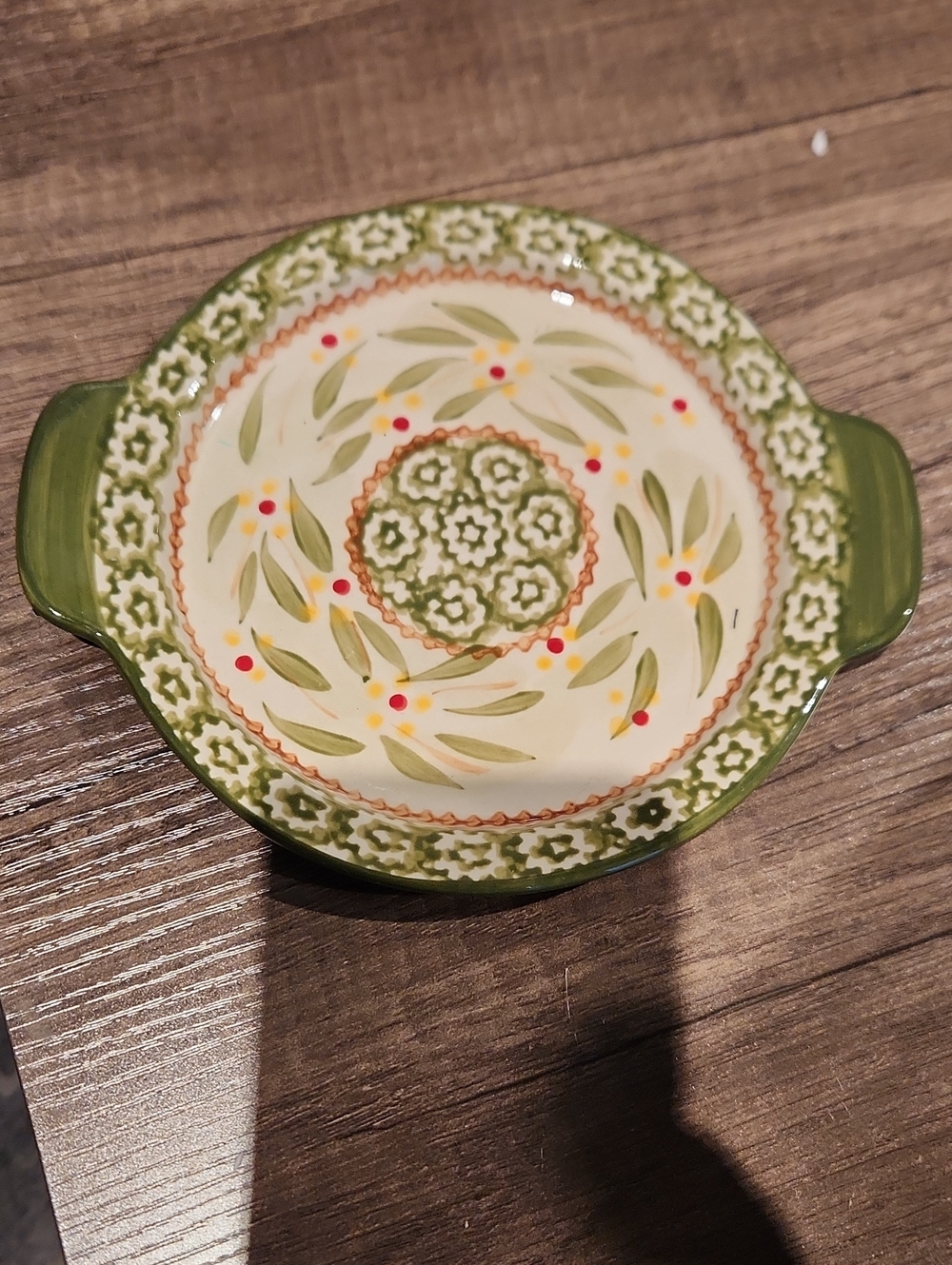EUC Temp-Tations Green and Cream Floral Ceramic Serving Plate